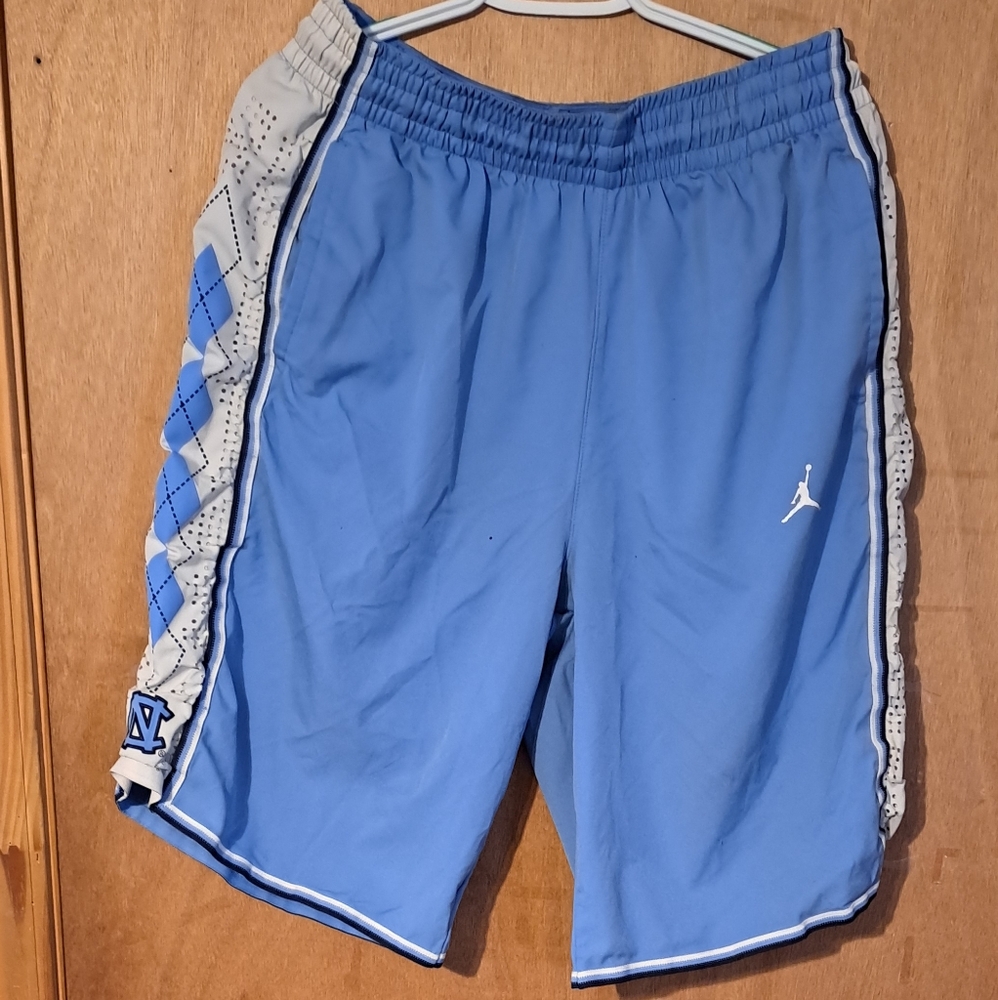 Dry-fit North Carolina basketball shorts.